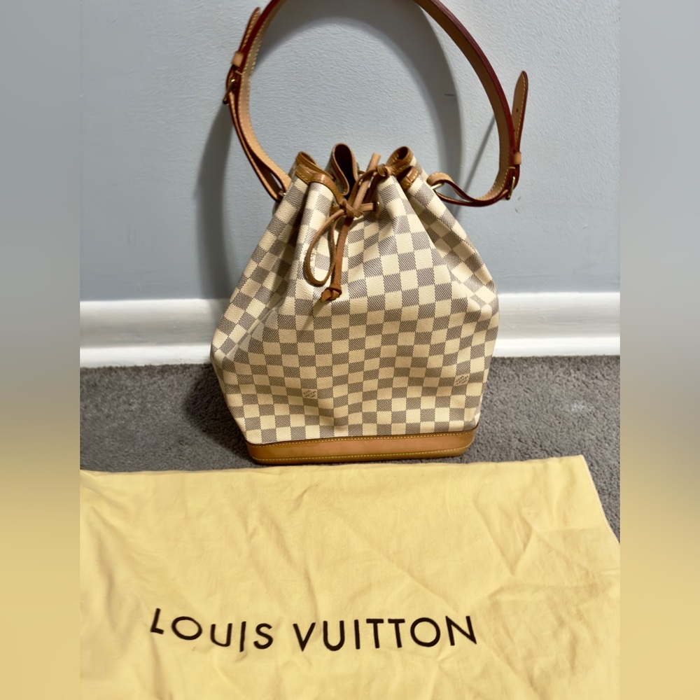 Louis Vuitton Damier Azur Beige Canvas and Brown Leather Shoulder Bag - Picture 15 of 16